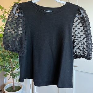 Anthropologie black puff sleeve blouse